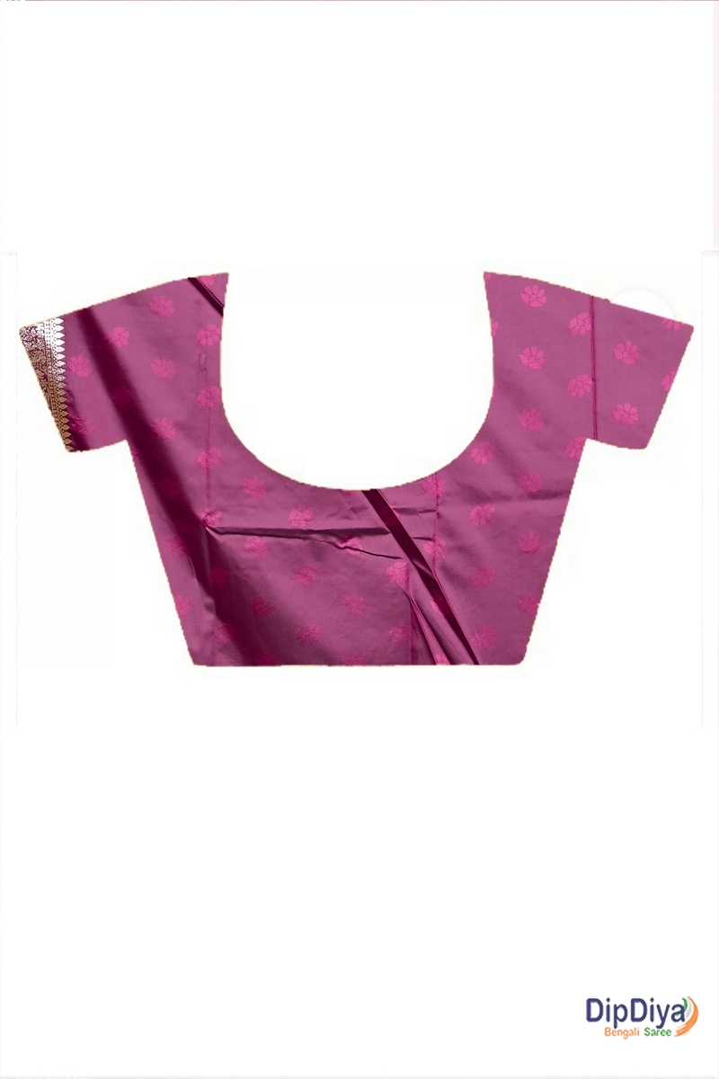 Maroon Cotton Silk Parova Tanchui Saree (512)